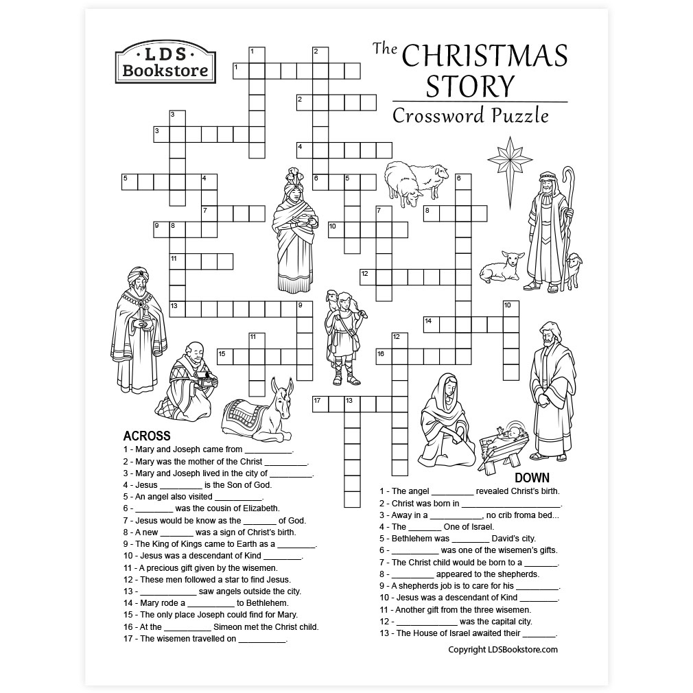 Christmas Story Crossword Puzzle - Printable inside Christmas Crossword Puzzle Worksheets Answers