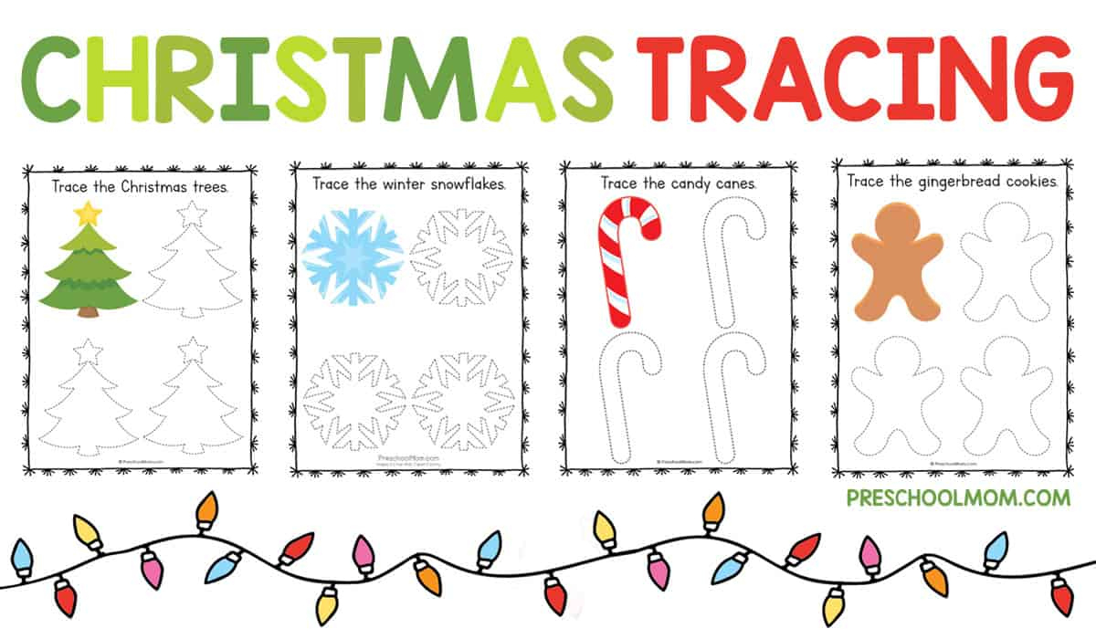 Christmas Symbols Tracing Worksheets - Preschool Mom regarding Christmas Pattern Worksheets Preschoolers