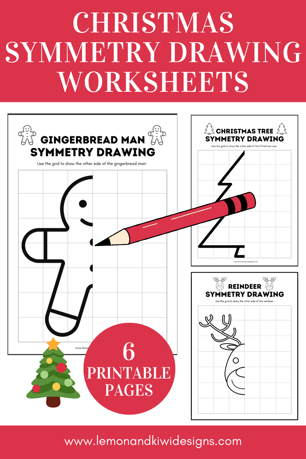 Christmas Symmetry Worksheets - Lemon And Kiwi Designs inside Free Christmas Symmetry Worksheets