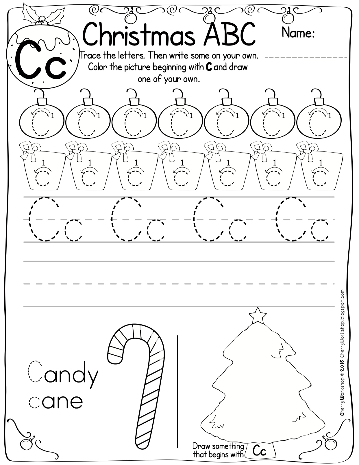 Christmas Themed Abc Pracitce Worksheets intended for Christmas Abc Worksheets For Kindergarten