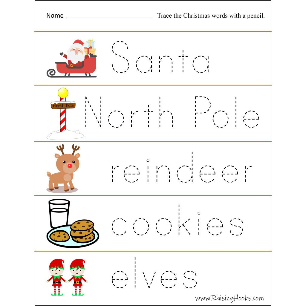 Christmas Tracing Worksheets - Raising Hooks within Christmas Words Tracing Worksheets