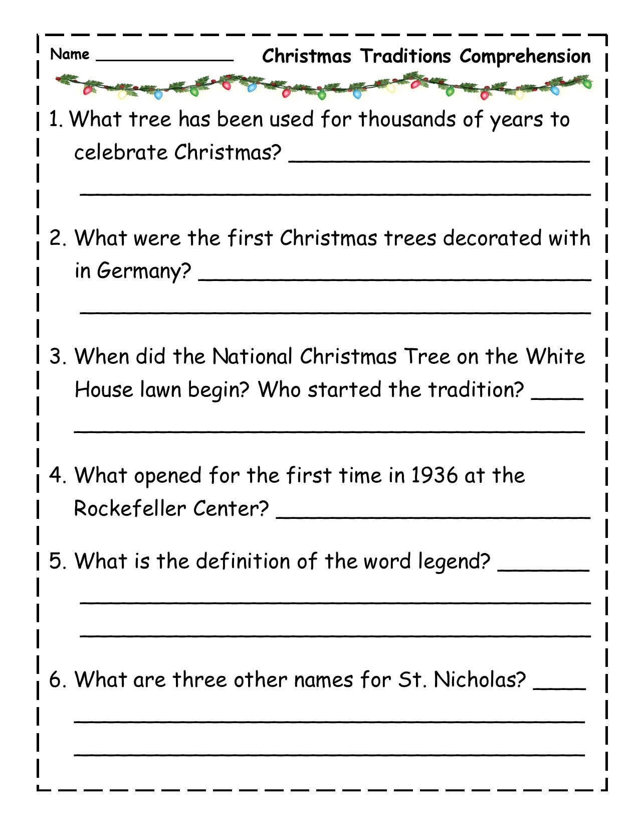 Christmas Traditions Reading Comprehension Passage | Made intended for 4th Grade Christmas Reading Comprehension Worksheets