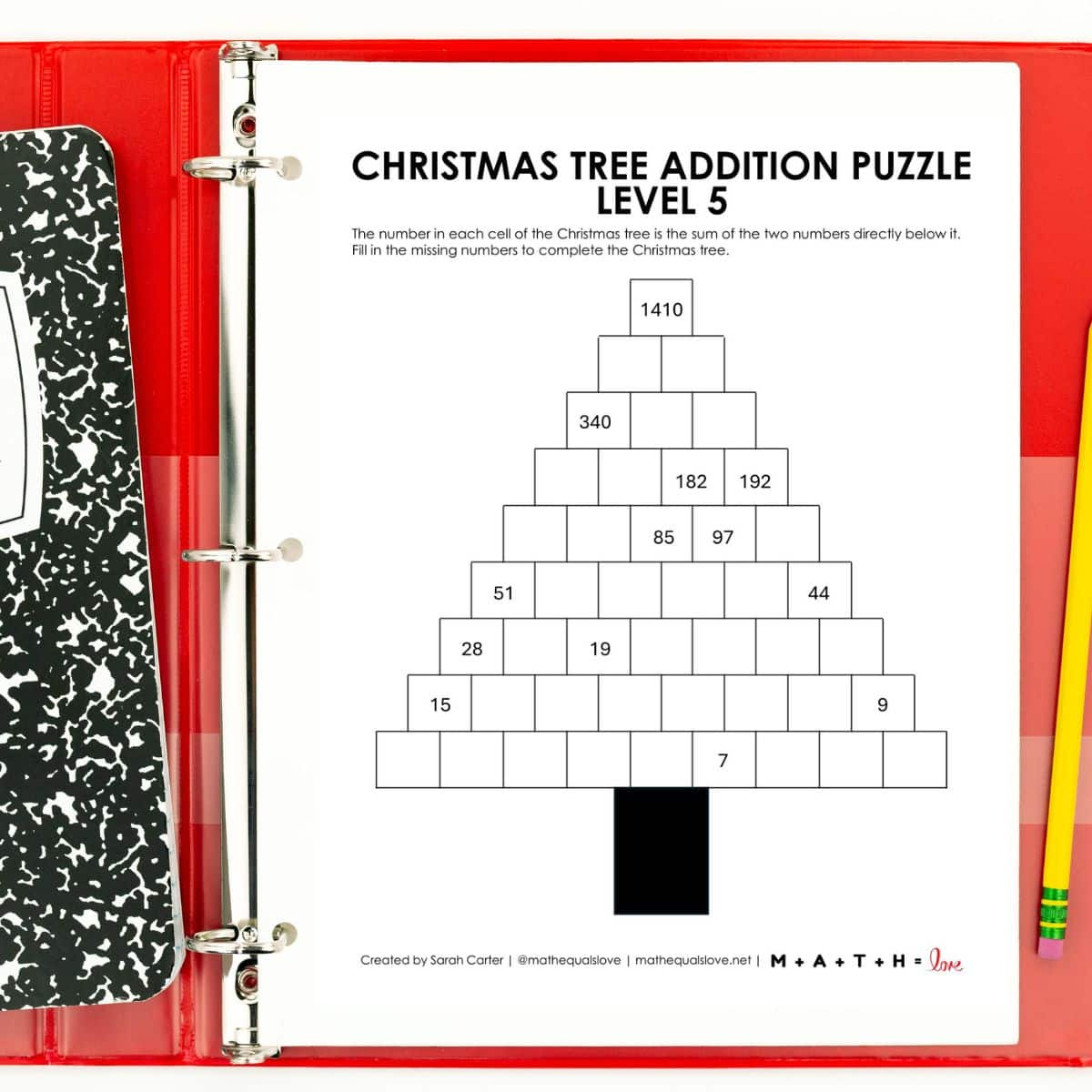 Christmas Tree Addition Puzzle Worksheets [Free Pdf] within Writing Linear Equations Worksheets Christmas Tree Answer Key