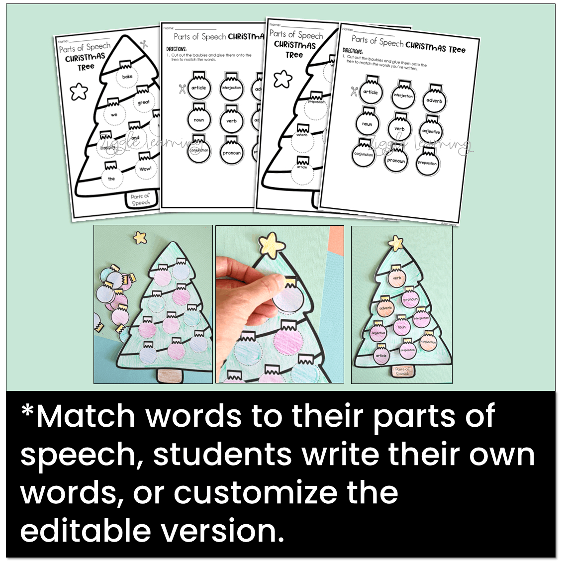 Christmas Tree Parts Of Speech Craft regarding Christmas Parts Of Speech Worksheets