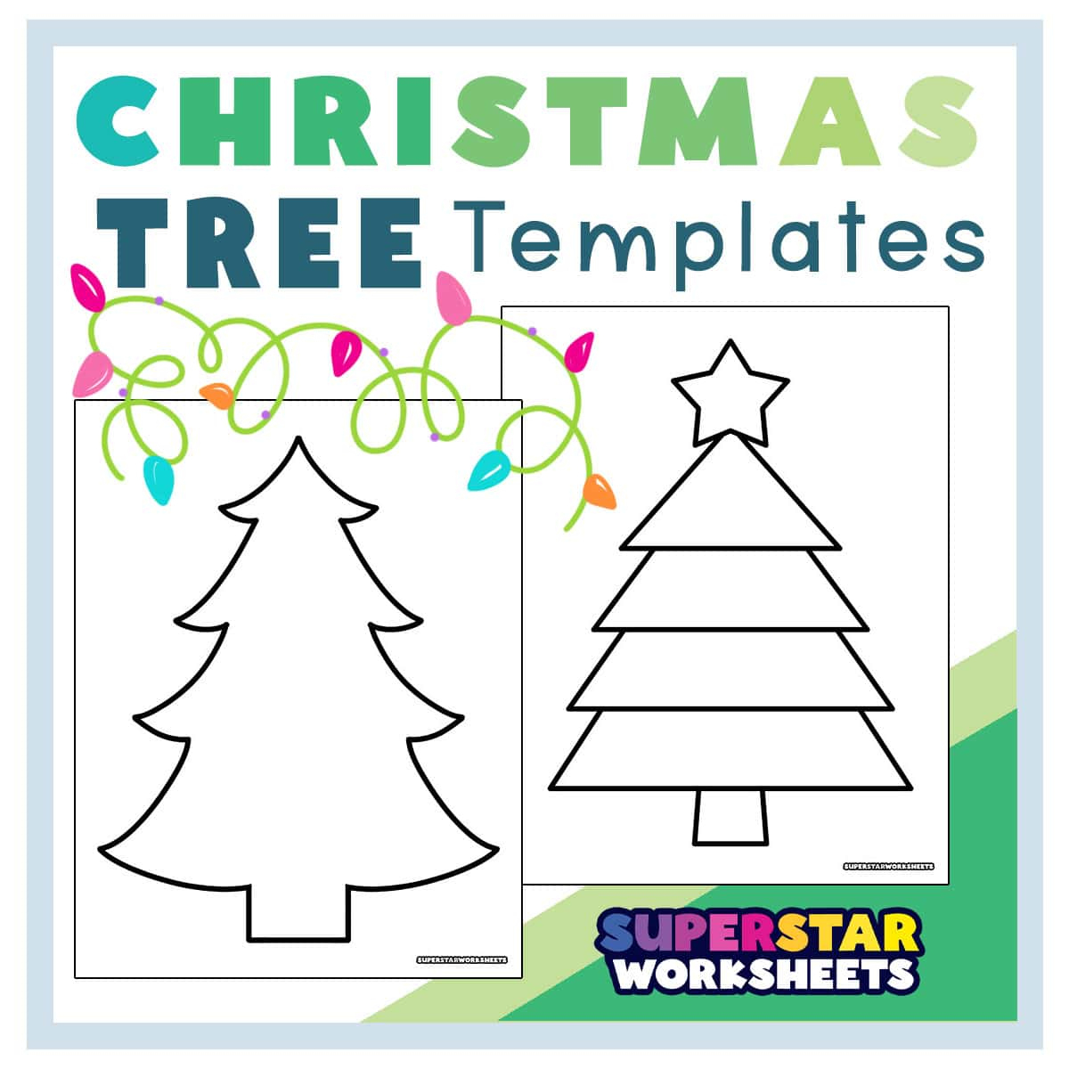 Christmas Tree Template (Free Printables) - Superstar Worksheets for Build a Christmas Tree Worksheets