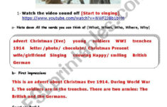 Christmas Truce Advert [1914 Wwi] - Esl Worksheetaurore throughout World War 1 Christmas Truce Worksheets
