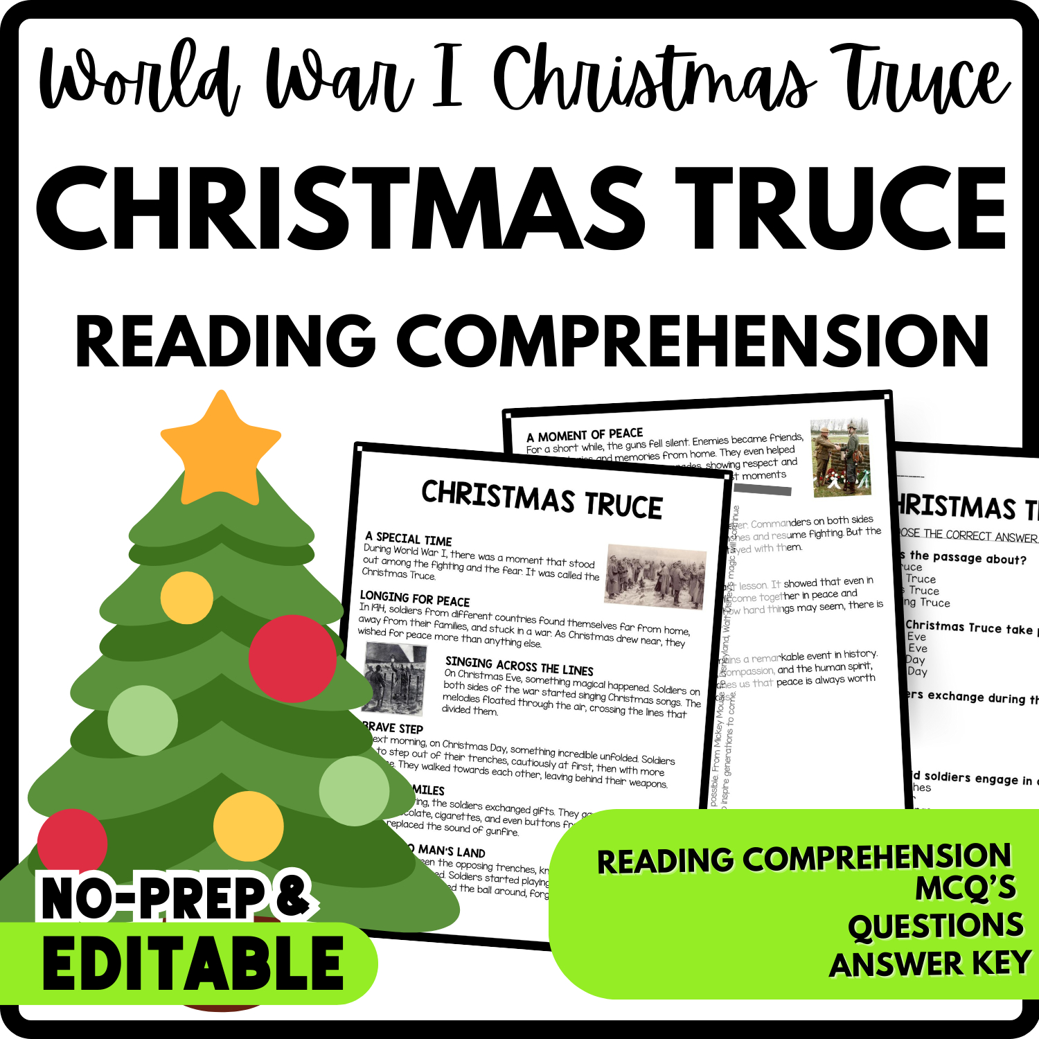 Christmas Truce Reading Comprehension Worksheet intended for The Christmas Truce Worksheets