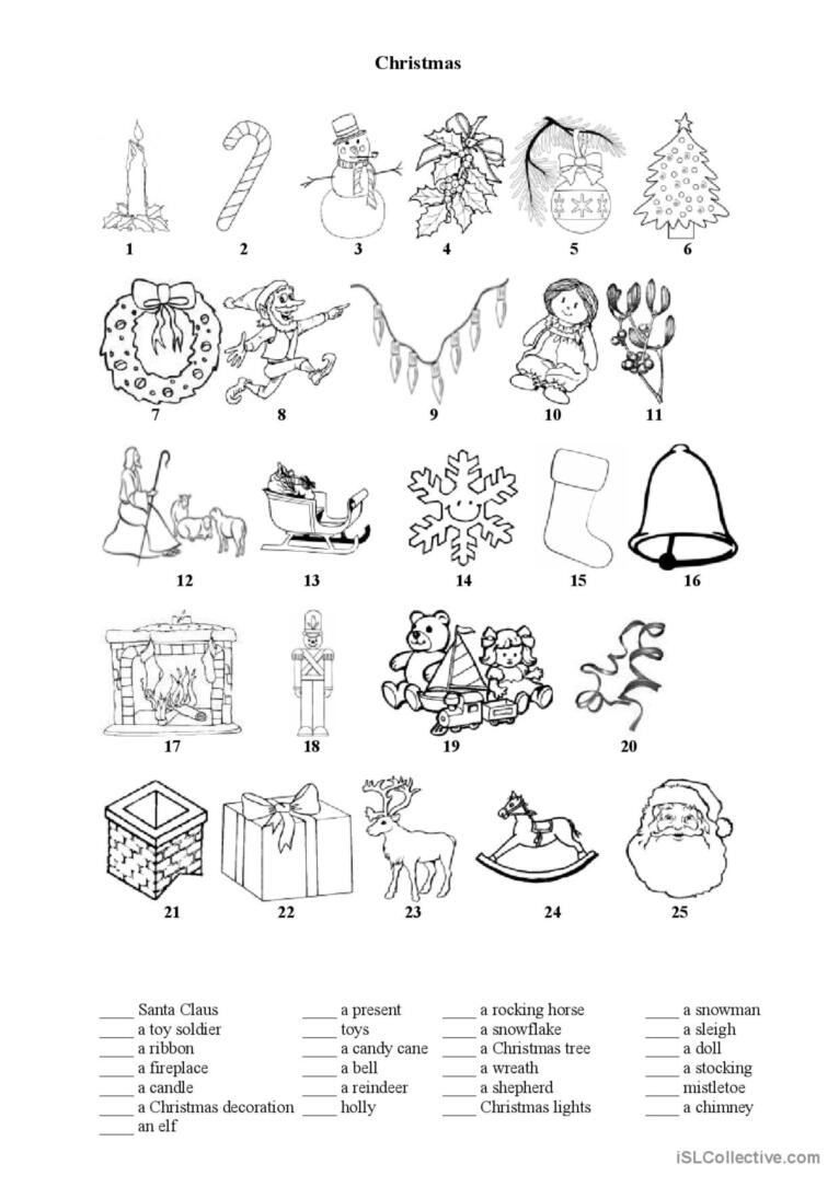 Christmas Vocabulary: English Esl Worksheets Pdf &amp;amp; Doc intended for Esl Christmas Vocabulary Worksheets