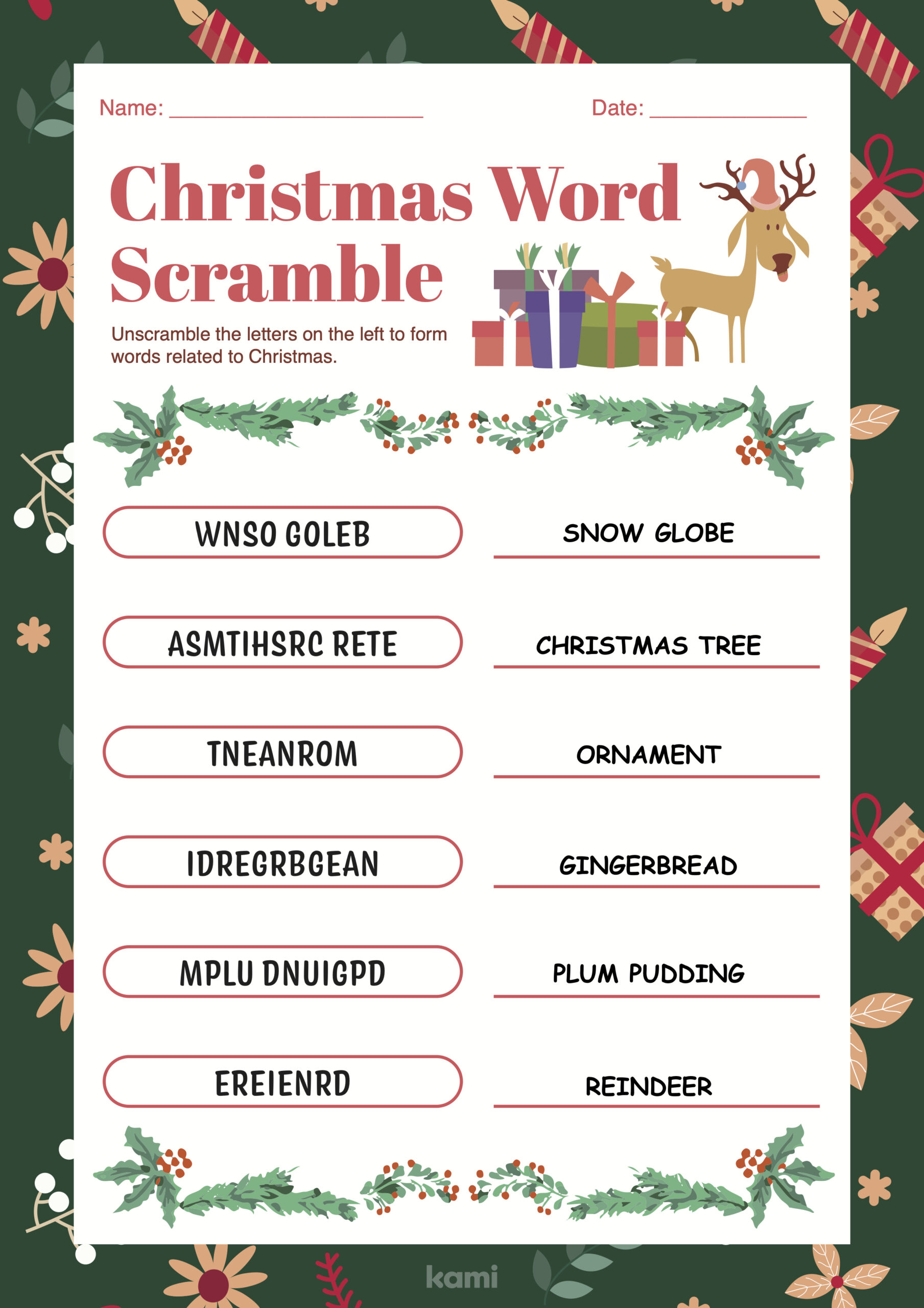 Christmas Word Scramble | Answer Key For Teachers | Perfect For within Christmas Word Scramble Worksheets Answers