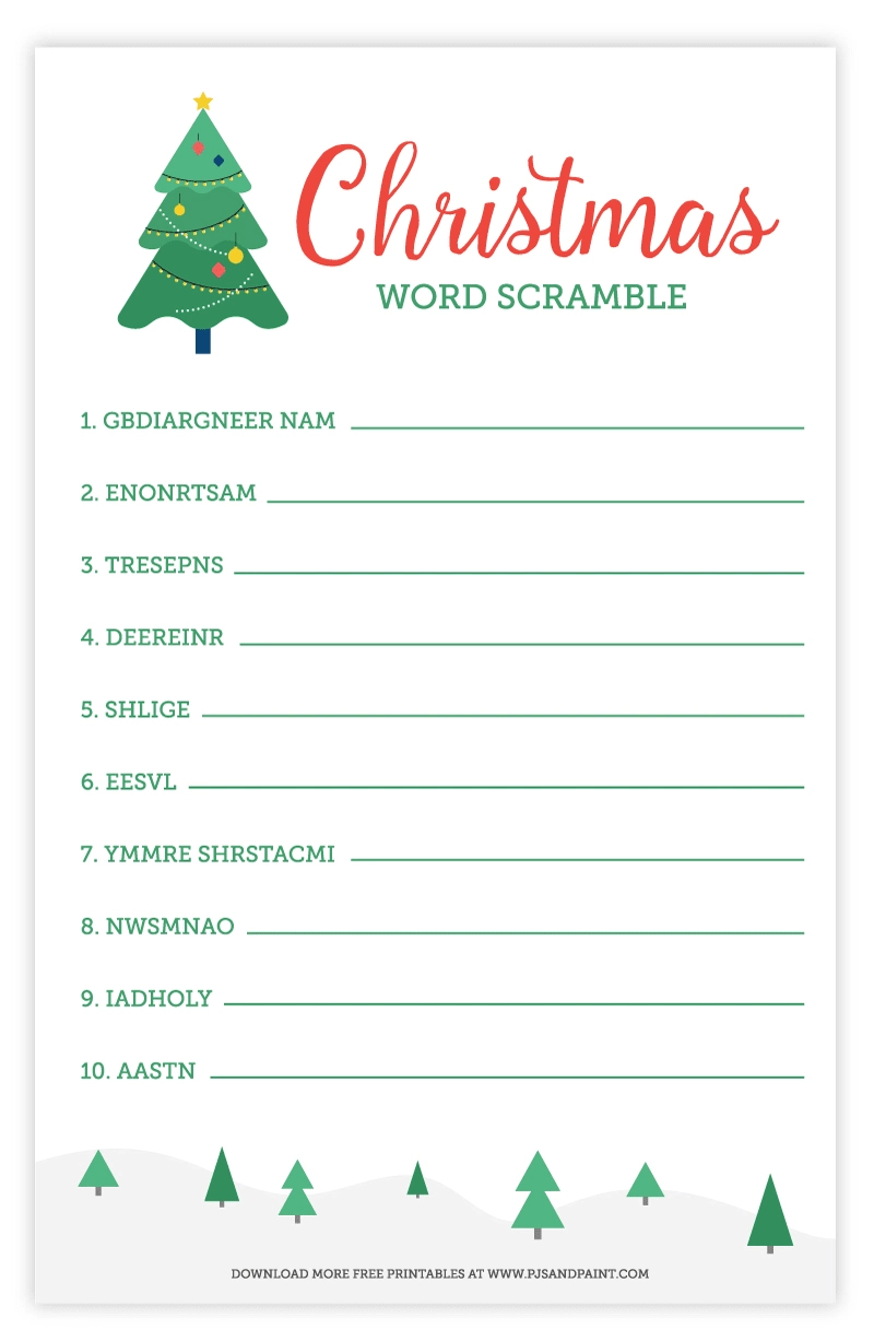 Christmas Word Scramble | Free Printable Christmas Activities in Christmas Word Unscramble Worksheets