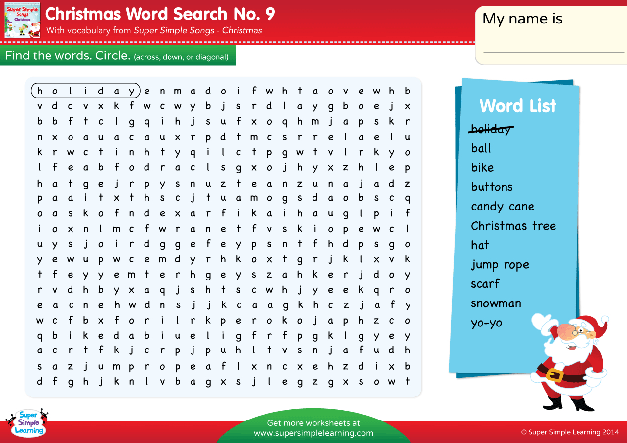 Christmas - Word Search #9 - Super Simple intended for Super Teacher Worksheets Merry Christmas Word Search Answers
