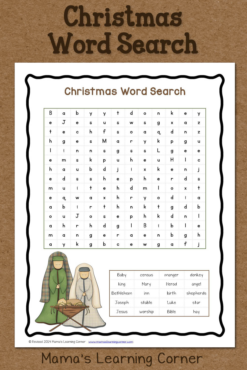 Christmas Word Search: Free Printable - Mamas Learning Corner throughout 3rd Grade Christmas Worksheets