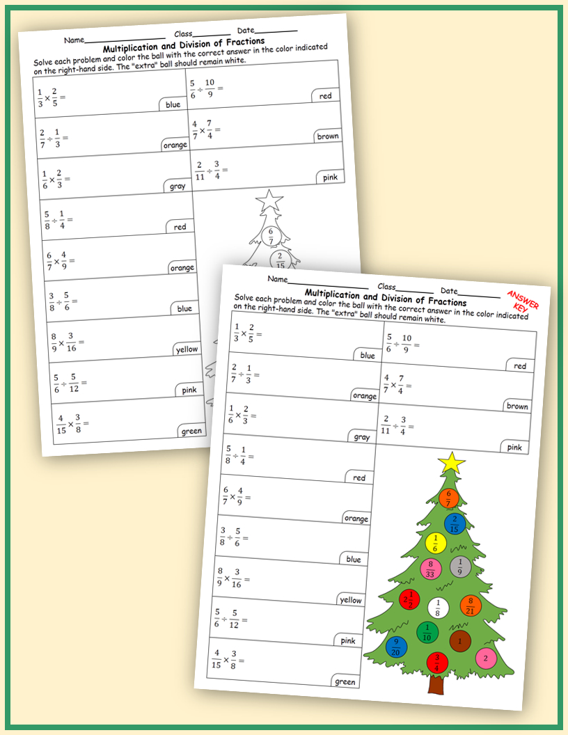 Christmas Worksheets: Multiplication And Division Of Fractions And throughout Multiplying Fractions Christmas Worksheets