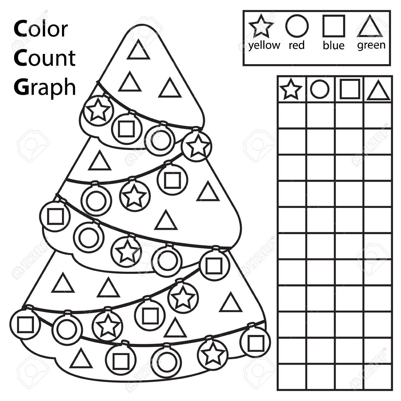 Color, Count And Graph. Educational Children Game. Color Christmas regarding Christmas Tree Graph Worksheets