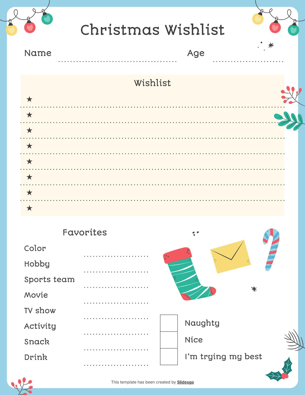 Dear Santa: My Christmas Wishlist Template within Christmas Wish List Worksheets