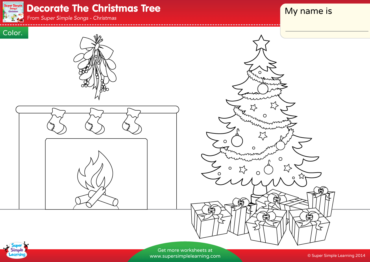 Decorate The Christmas Tree Worksheet - Color - Super Simple regarding Decorate A Christmas Tree Worksheets