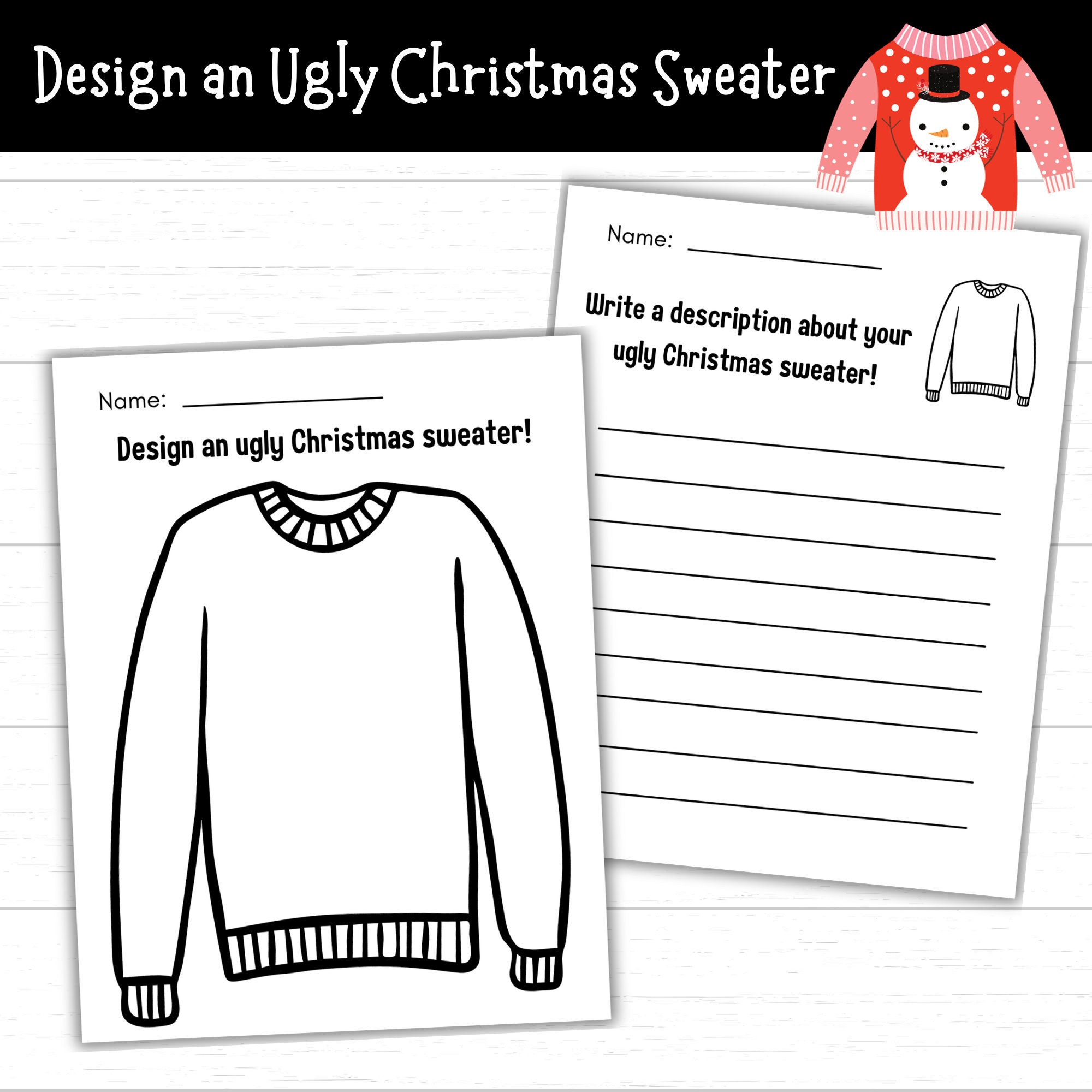 Design An Ugly Christmas Sweater Printable, Ugly Christmas Sweater with regard to Design An Ugly Christmas Sweater Worksheets