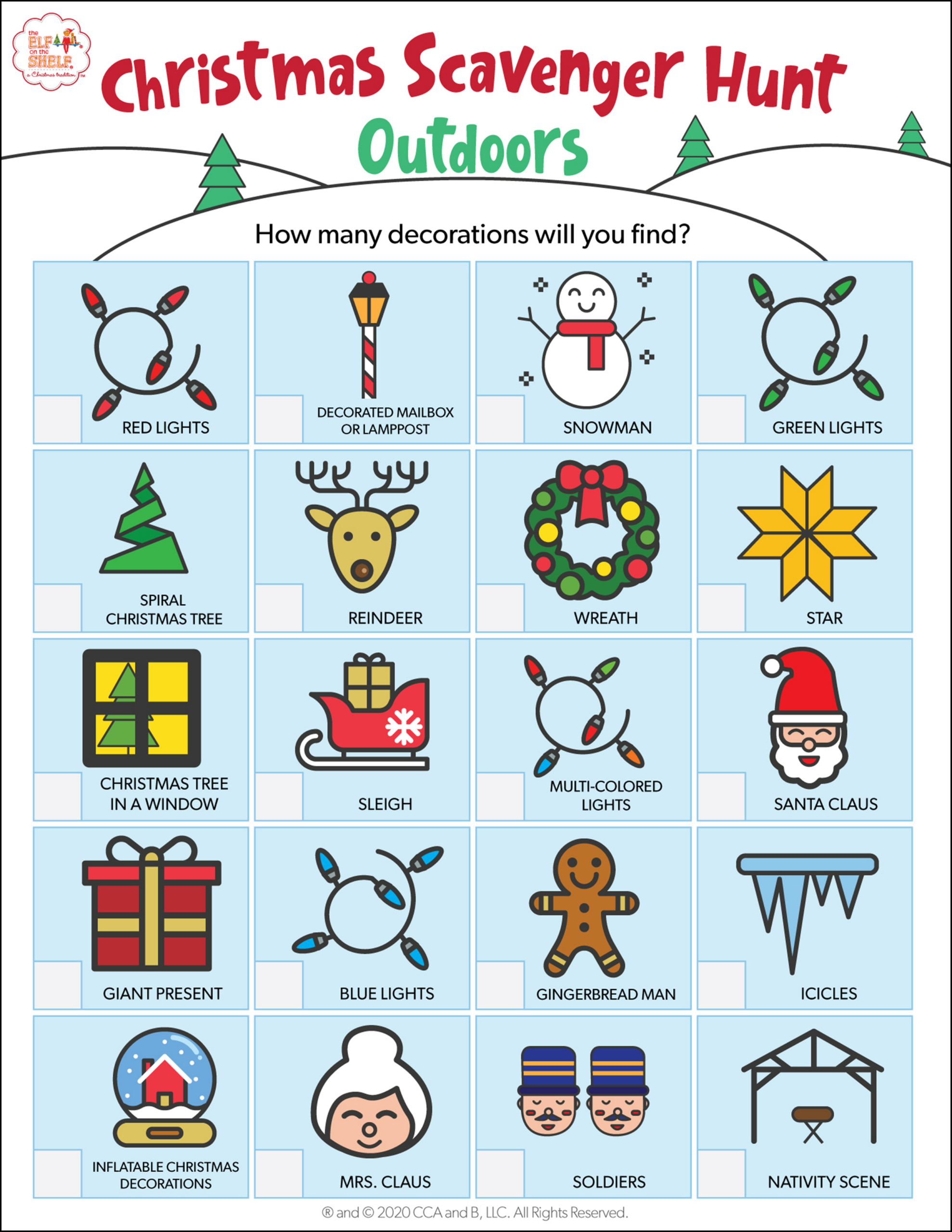 Download 3 Free Printable Christmas Scavenger Hunts | The Elf On in Christmas Scavenger Hunt Worksheets