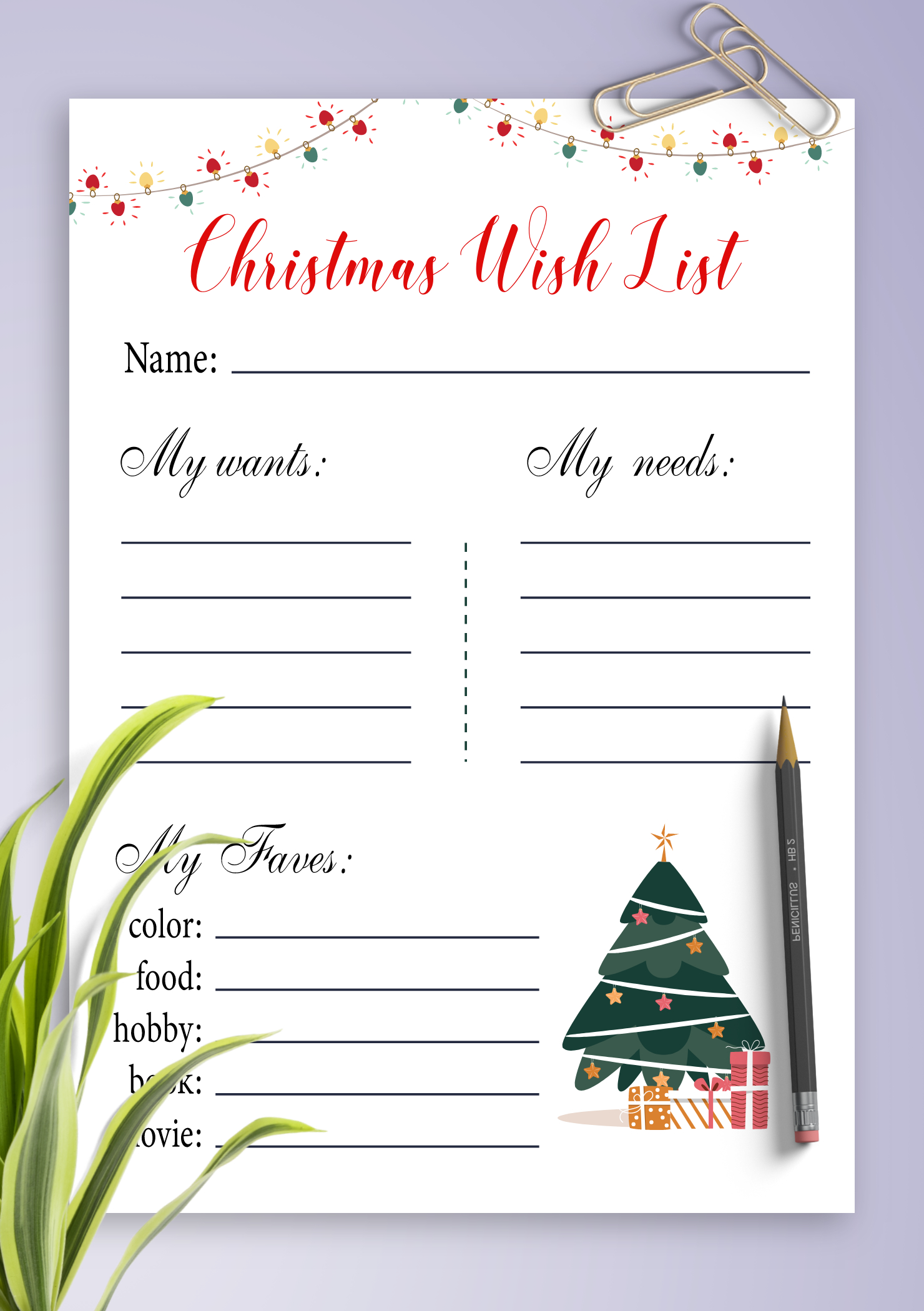 Download Printable White Christmas Wish List Template Pdf inside Christmas Wish List Worksheets