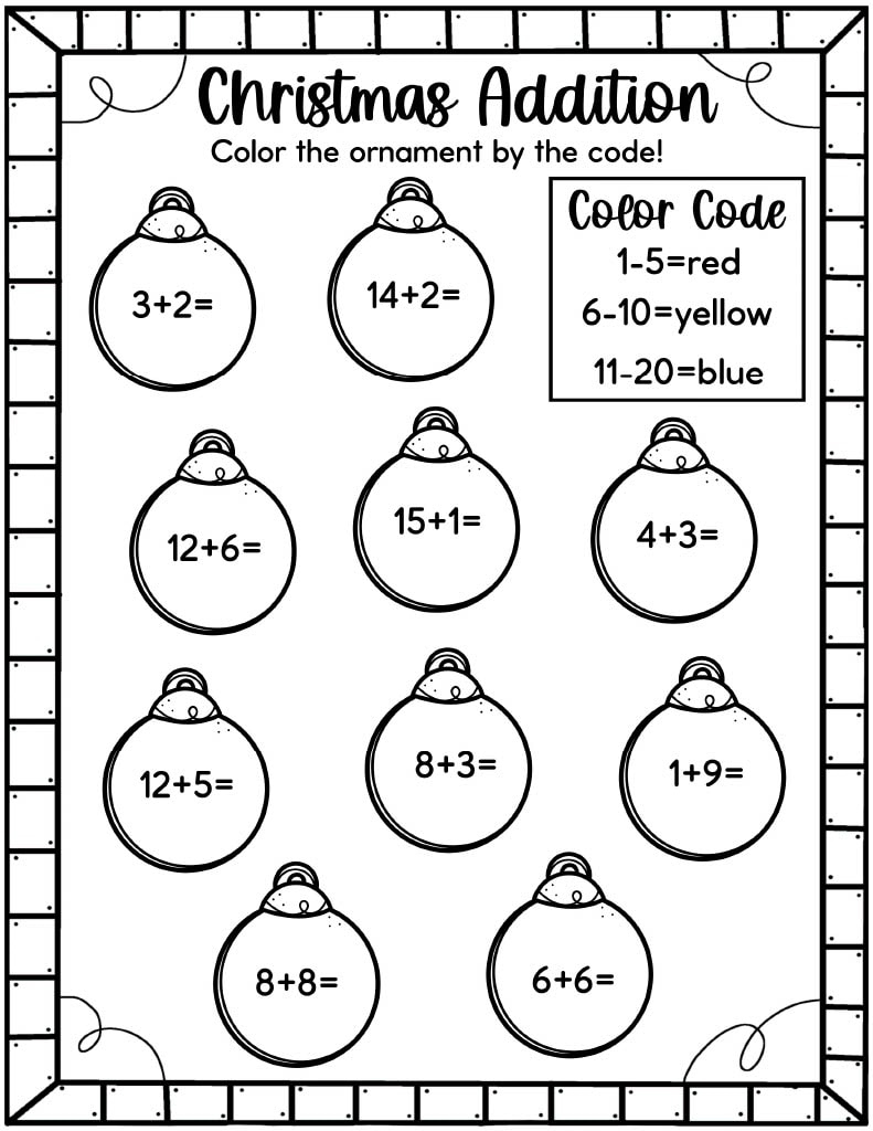 Easy Christmas Math Worksheets - Free! - Kids Activity Zone regarding Christmas Math Worksheets Addition