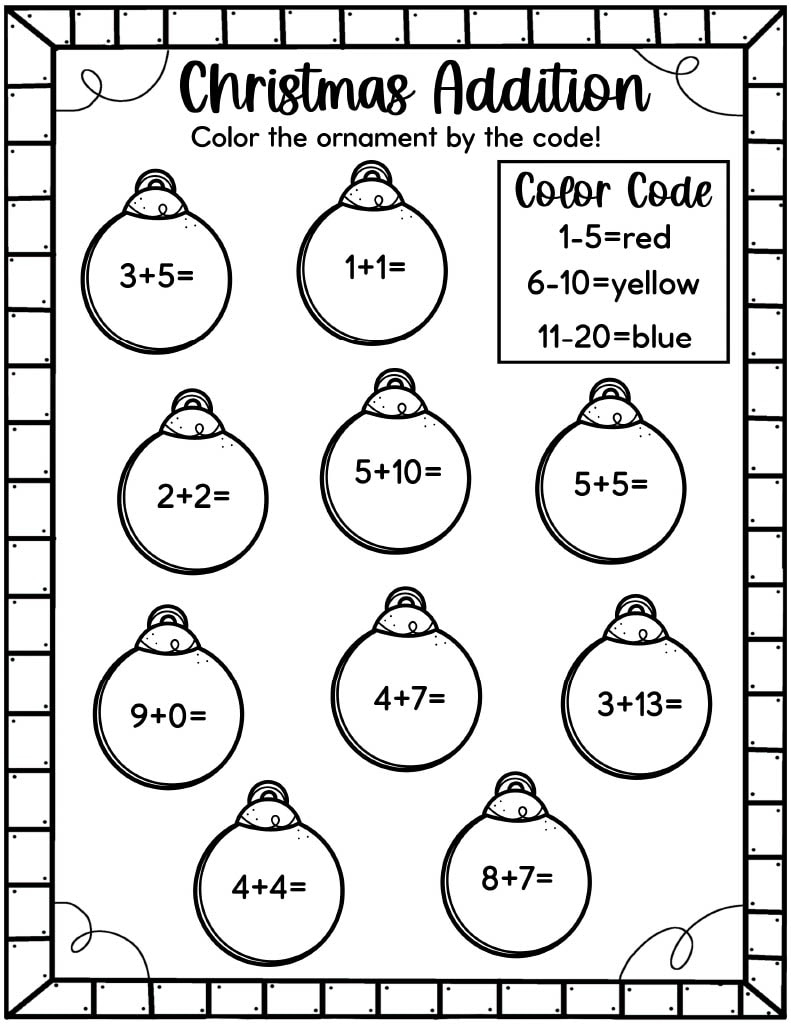 Easy Christmas Math Worksheets - Free! - Kids Activity Zone within Christmas Worksheets For 1St Graders
