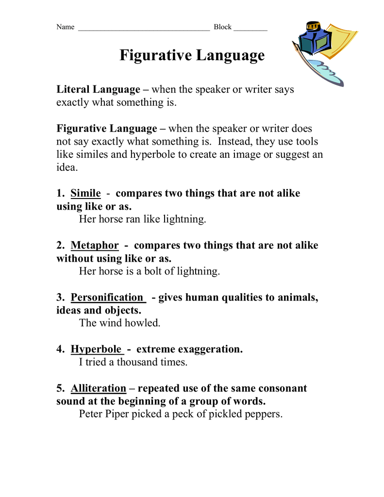 Figurative Language Worksheet: Simile, Metaphor &amp;amp; More for A Christmas Carol Figurative Language Worksheets Answer Key