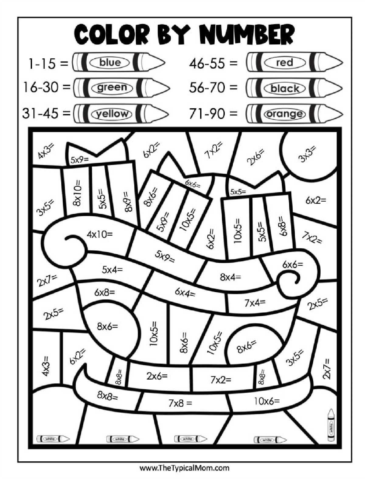 Free Christmas Colornumber (Pdf Printables) for Free Christmas Color By Number Multiplication Worksheets