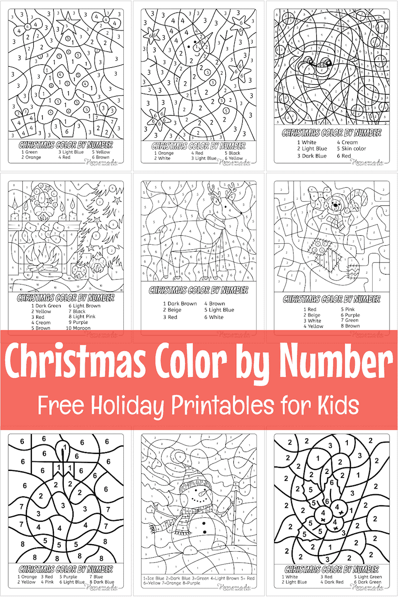 Free Christmas Colornumber Printables regarding Free Printable Color by Number Christmas Worksheets