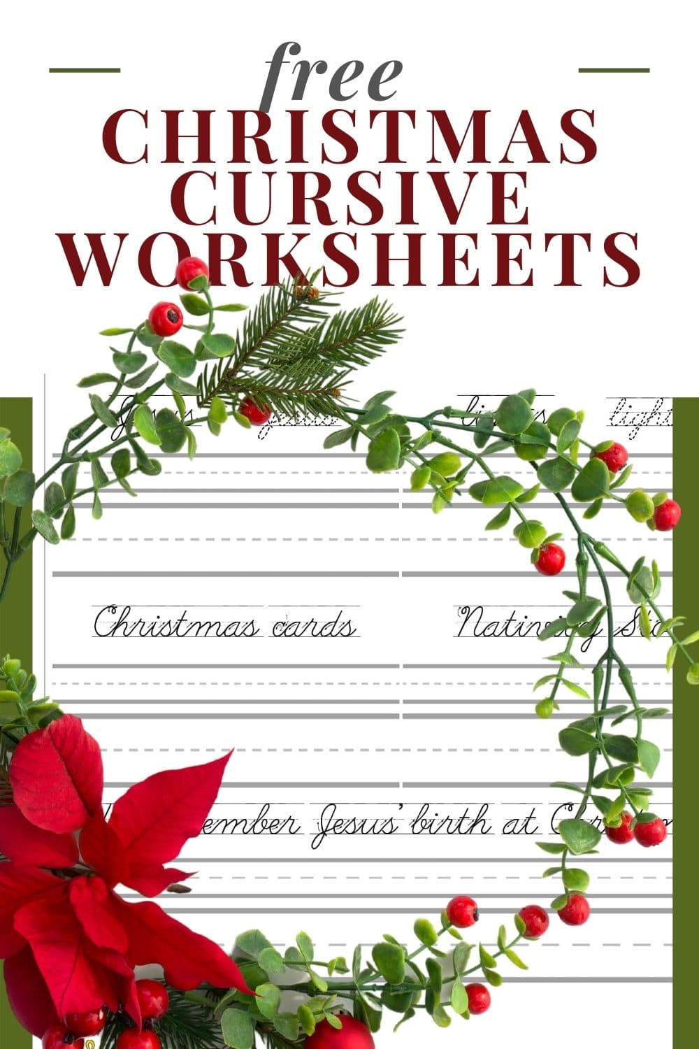 Free Christmas Cursive Handwriting Worksheet, Download Free in Christmas Cursive Writing Worksheets