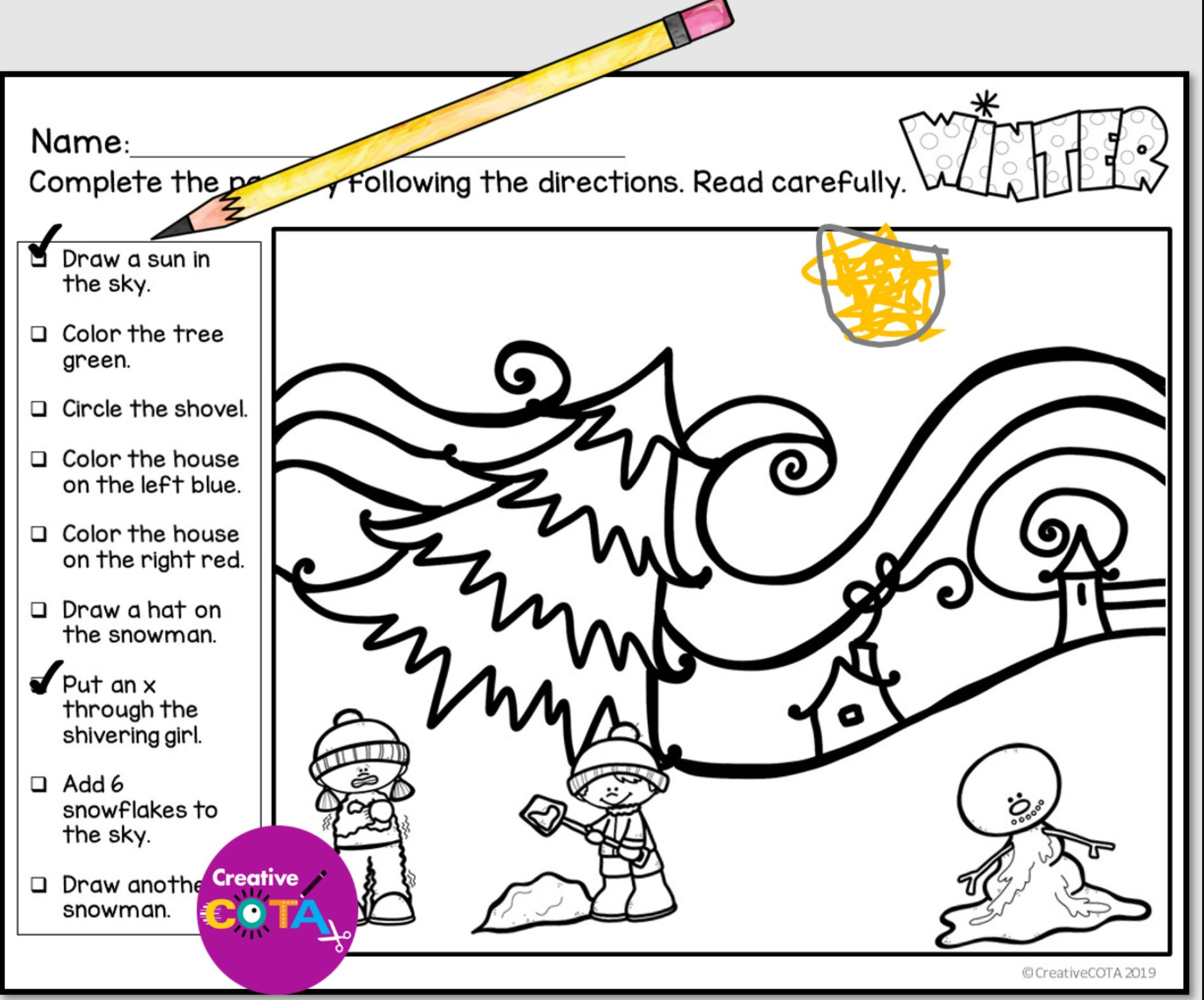 Free Christmas Following Directions Worksheets For Kindergarten regarding Christmas Following Directions Worksheets