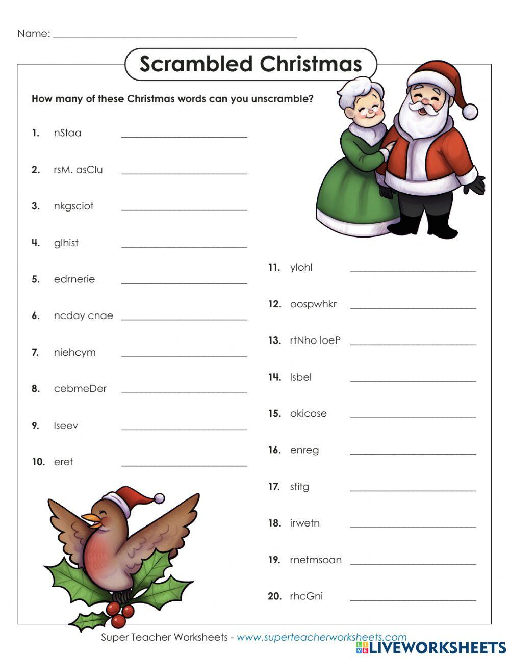 Free Christmas Games, Worksheets, And Activities - Hislifelearner with Super Teacher Worksheets Scrambled Christmas