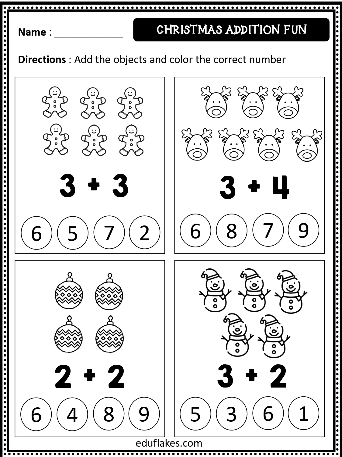 Free Christmas Math Worksheets For Kindergarten - Eduflakes regarding Christmas Math Worksheets 1st Grade