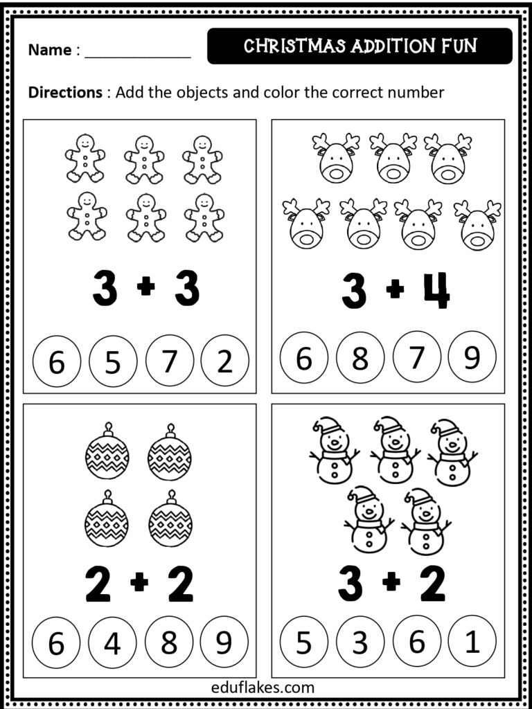Free Christmas Math Worksheets For Kindergarten - Eduflakes regarding Kindergarten Christmas Math Worksheets