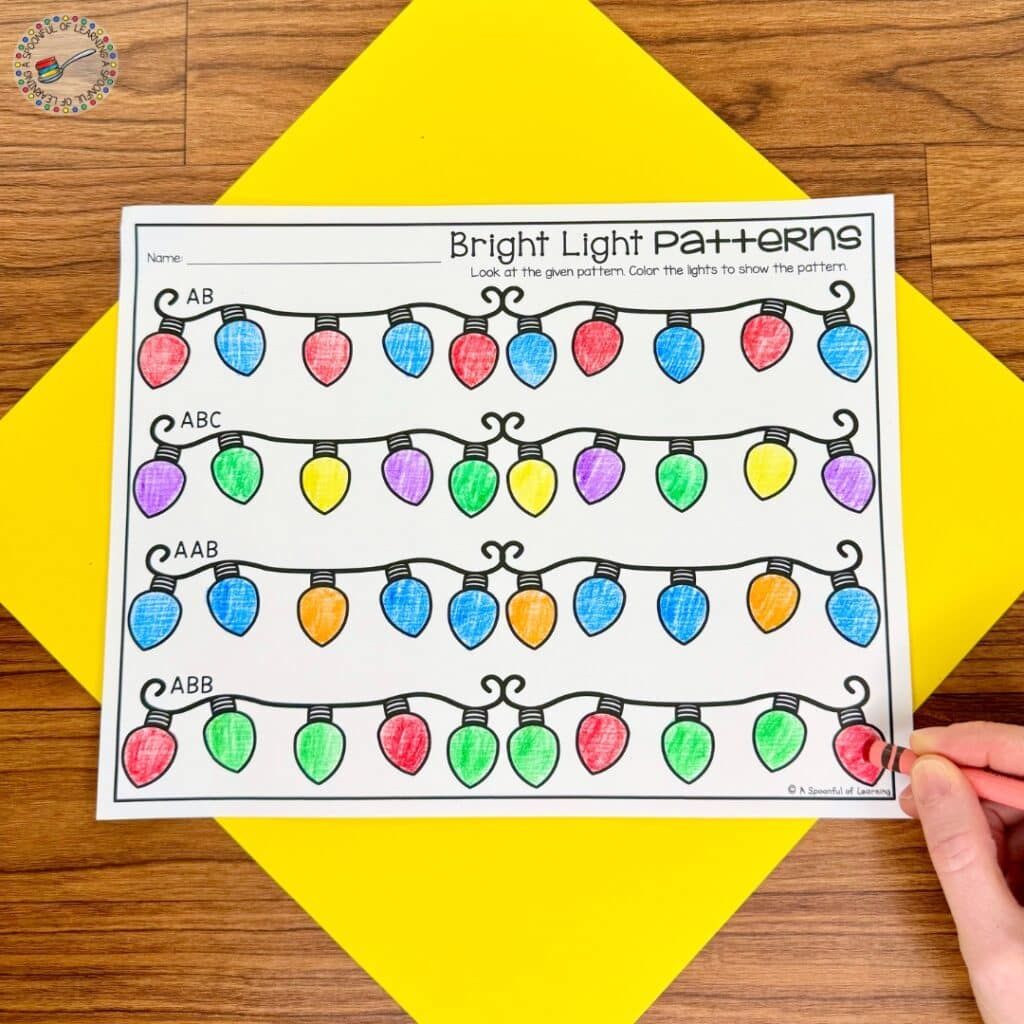 Free Christmas Pattern Activities For Kindergarten - A Spoonful Of with Christmas Pattern Worksheets Kindergarten