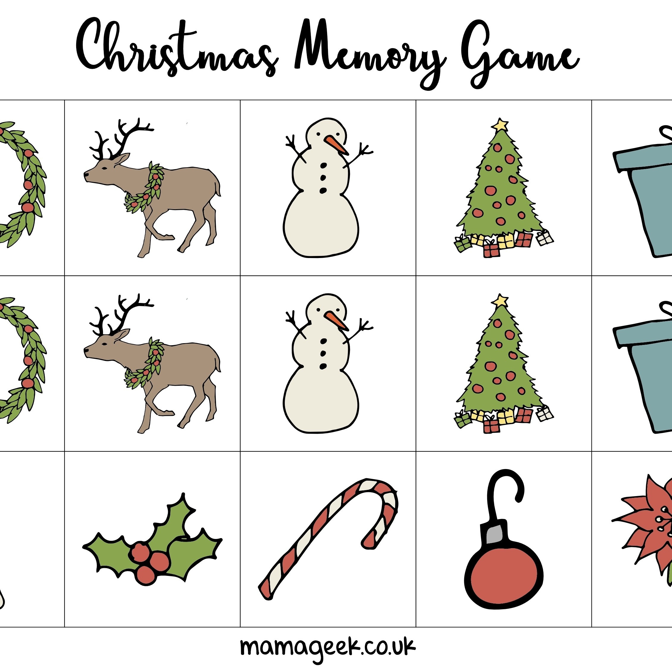 Free Christmas Printables – Memory Game | Mama Geek pertaining to A Christmas Memory Worksheets