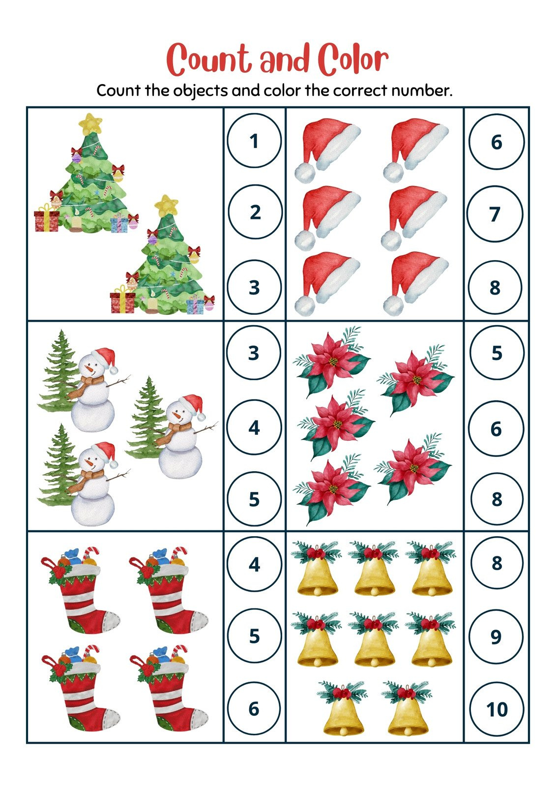 Free, Editable Christmas Worksheet Templates | Canva in Free Christmas Counting Worksheets