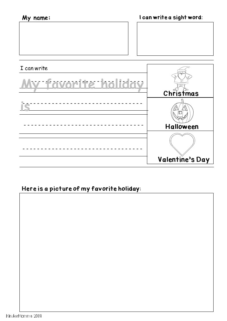 Free Holiday Writing Printable - Kindermomma with regard to Free Christmas Writing Prompts Worksheets