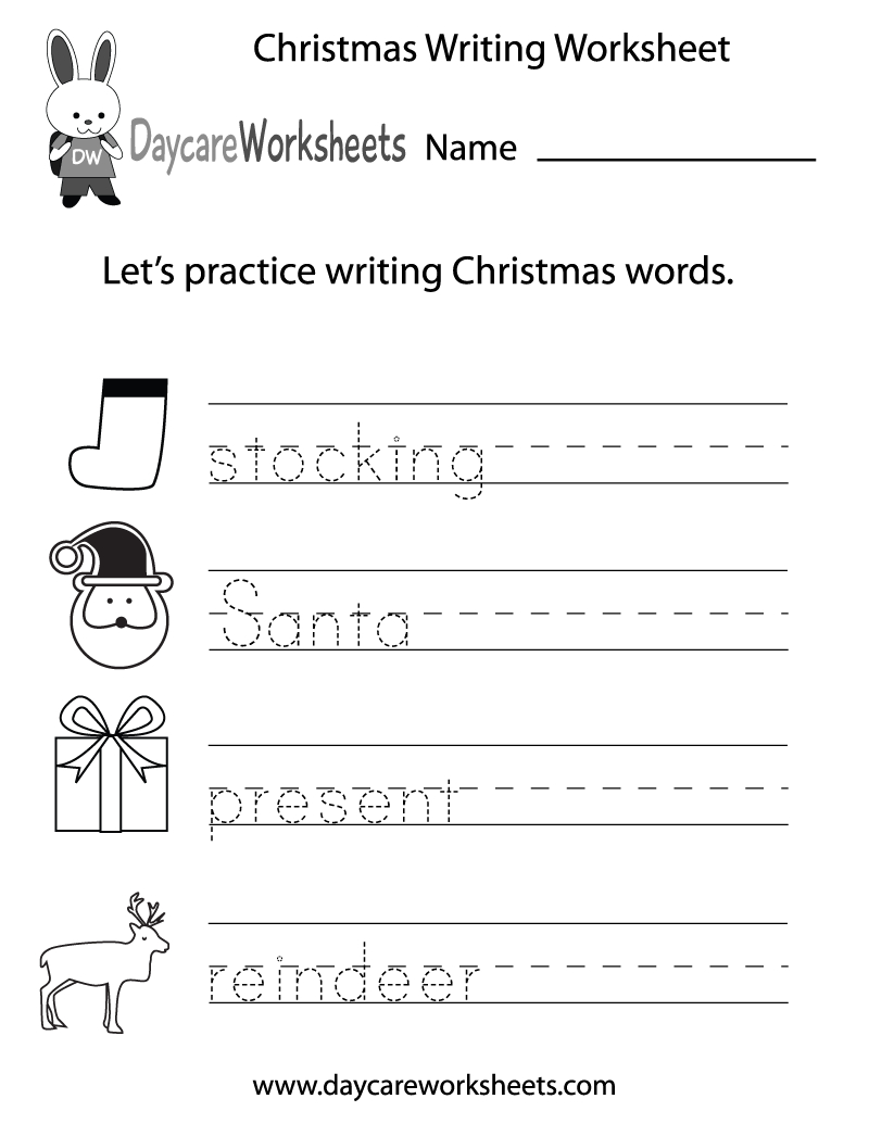 Free Preschool Christmas Writing Worksheet pertaining to Christmas Writing Worksheets Printable