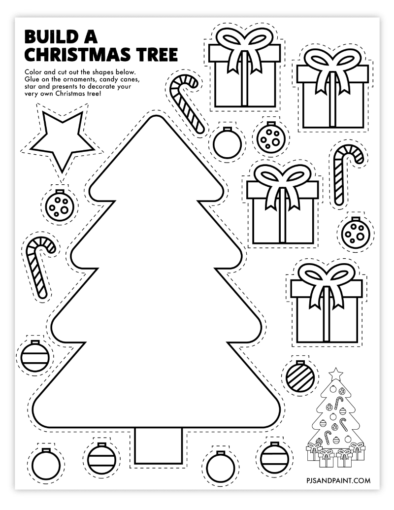 Free Printable Build A Christmas Tree Craft - Pjs And Paint with Decorate The Christmas Tree Worksheets