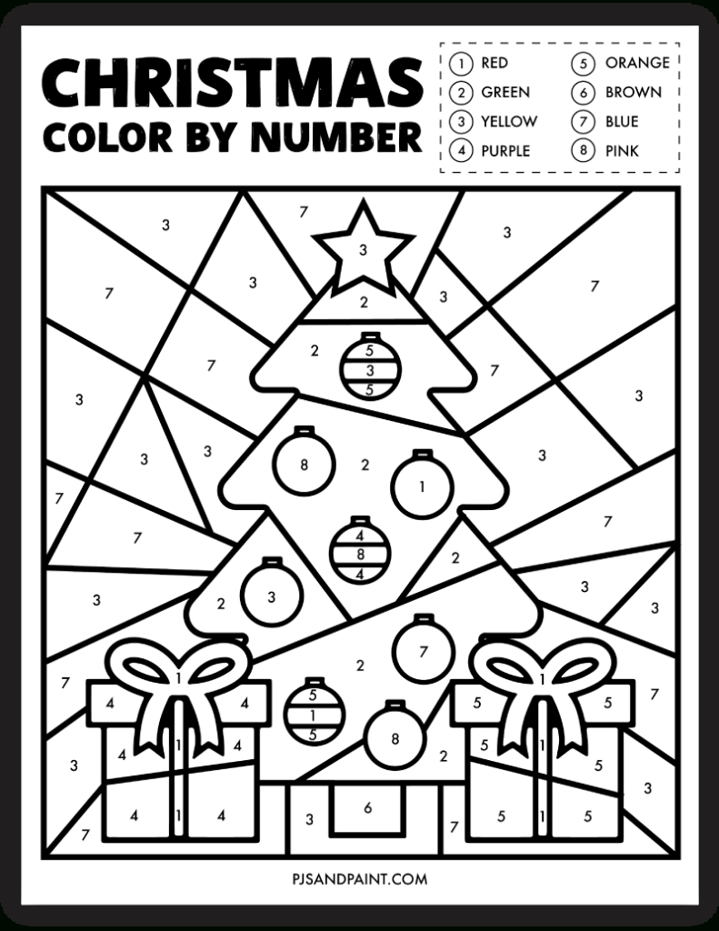 Free Printable Christmas Colornumber Worksheet - Pjs And Paint with regard to Color By Number Worksheets Christmas