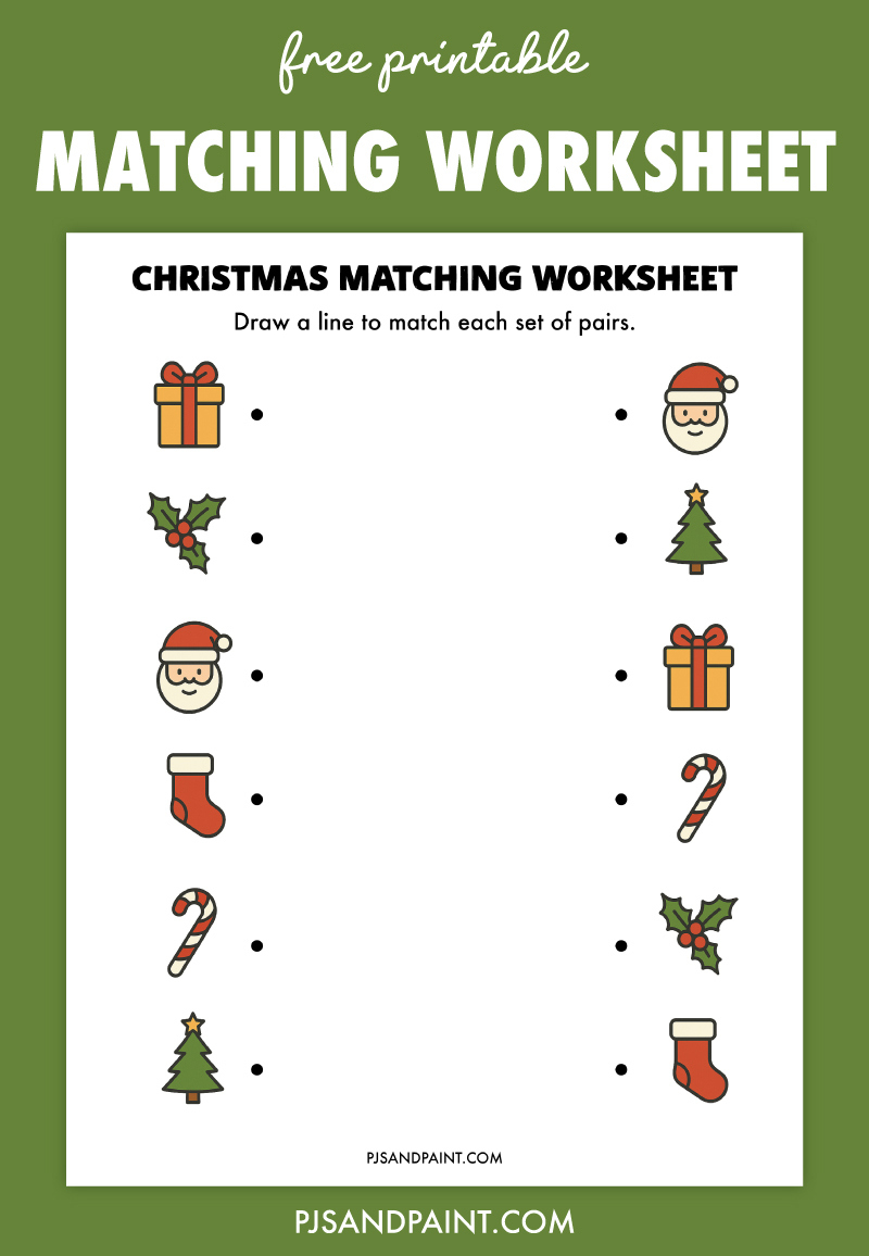 Free Printable Christmas Matching Worksheet - Pjs And Paint for Free Printable Christmas Matching Worksheets