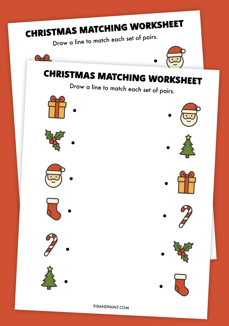 Free Printable Christmas Matching Worksheet - Pjs And Paint pertaining to Christmas Word Match Worksheets