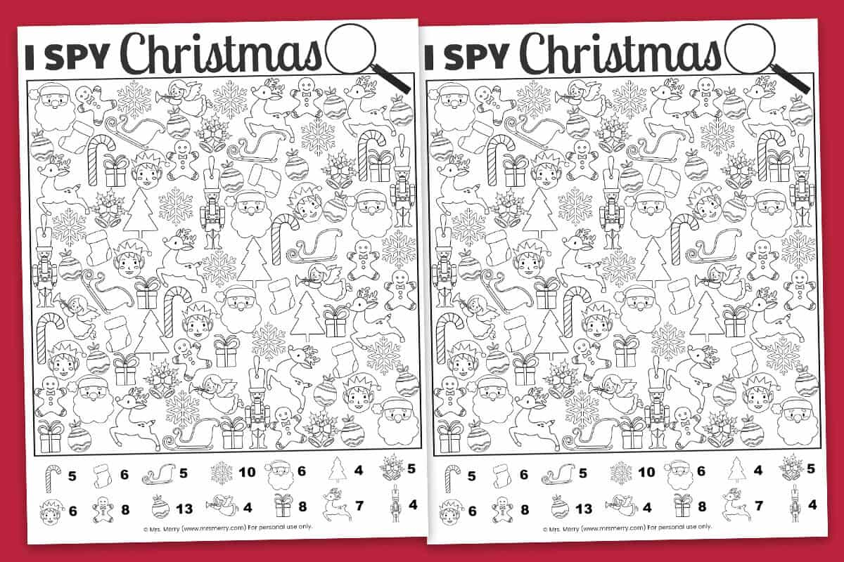Free Printable I Spy Christmas Activity | Mrs. Merry - Worksheets pertaining to Free Christmas Activity Worksheets
