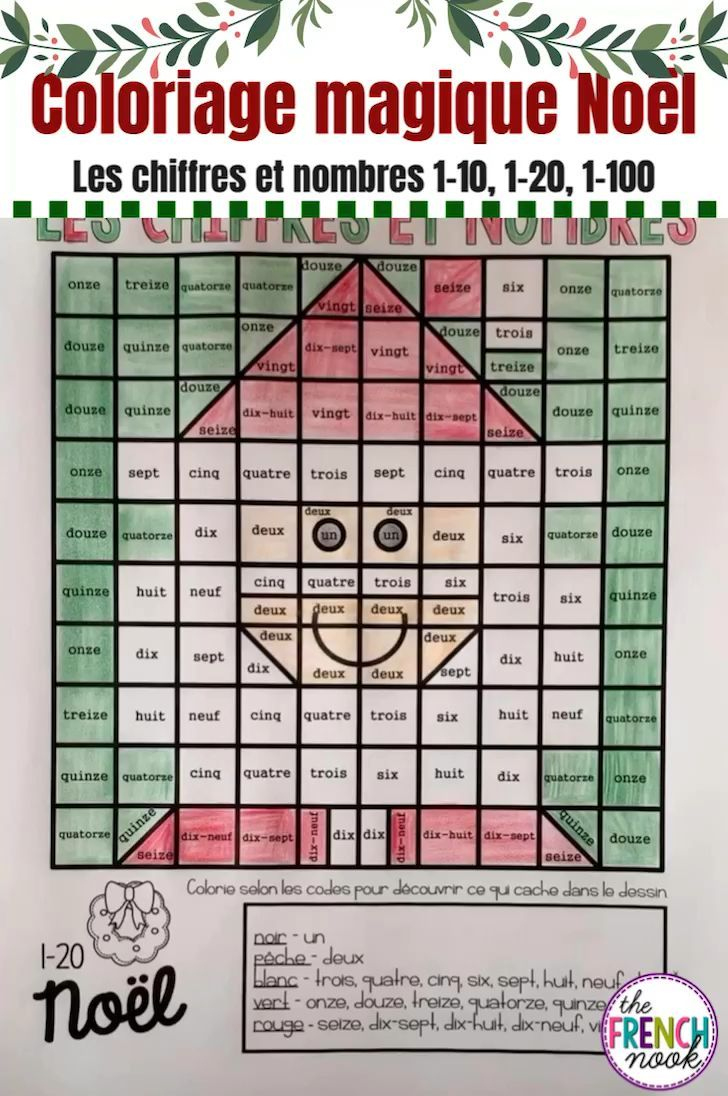 French Christmas Colournumber Coloriage Magique Noël 1-10, 1 inside French Christmas Colouring Worksheets