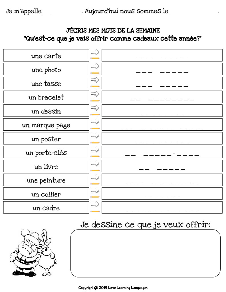 French: Christmas Vocabulary - Activities And Worksheets throughout Christmas French Vocabulary Worksheets