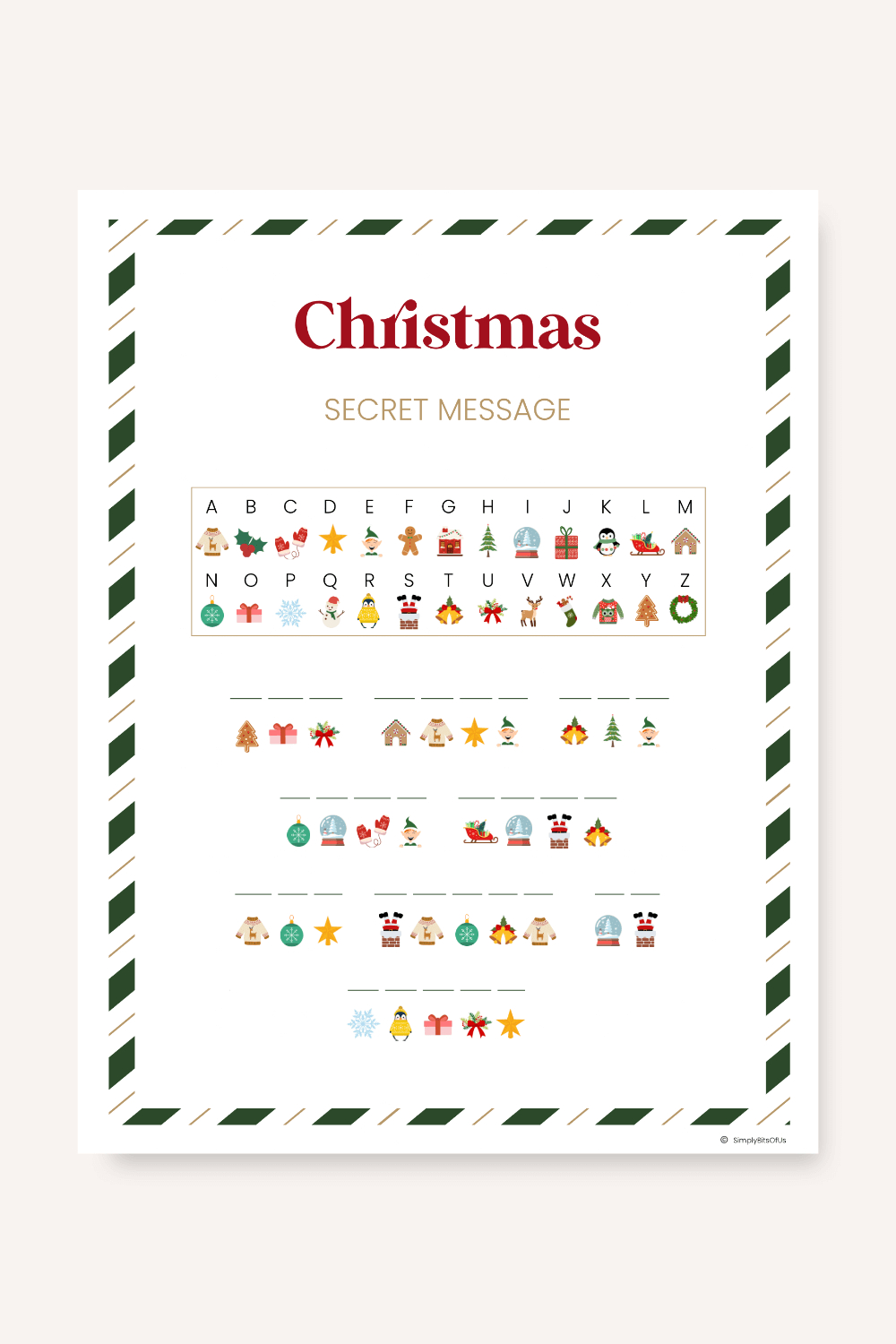Fun Christmas Secret Message Printable For Kids - Simply Bits Of Us throughout Christmas Secret Message Worksheets