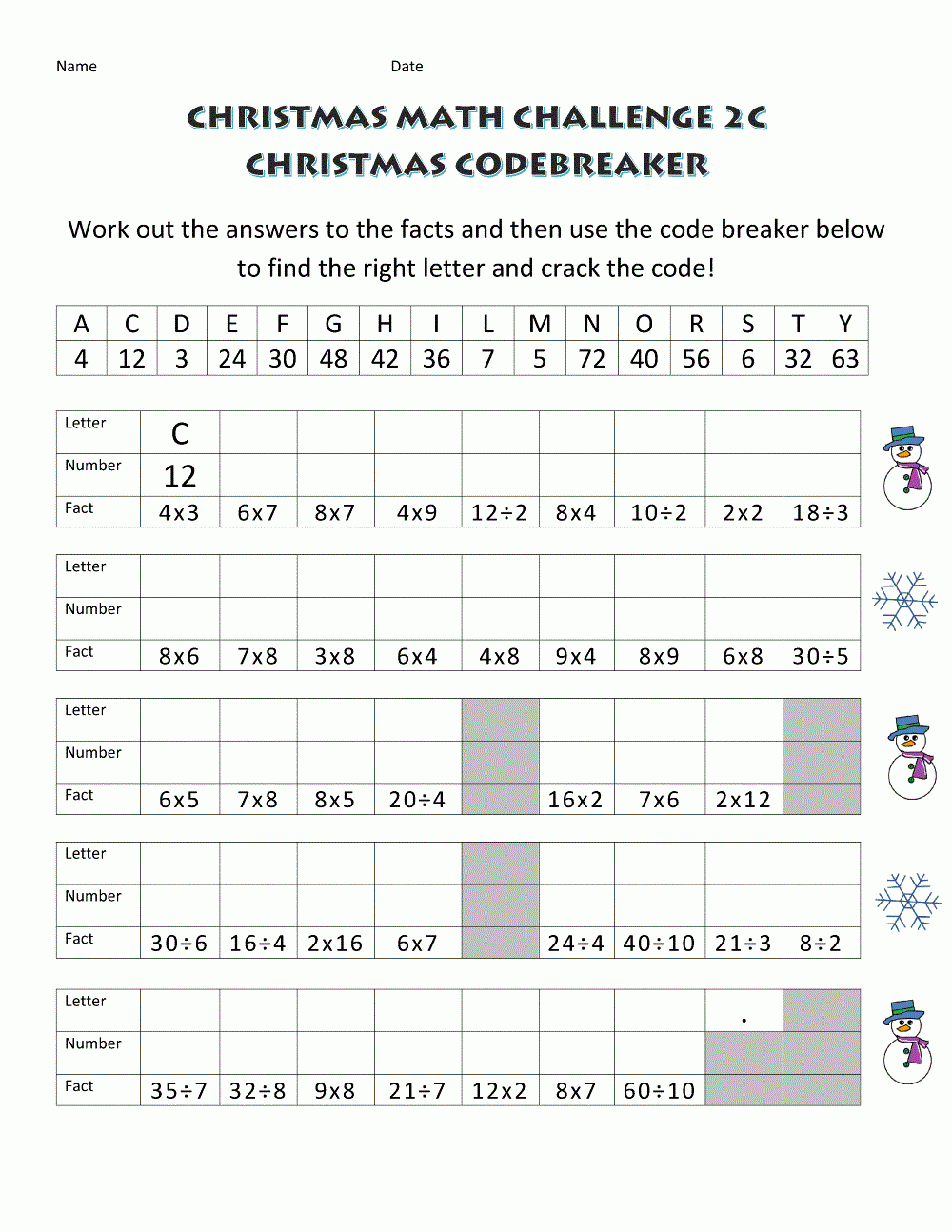 Fun Math Worksheets For Middle School Free regarding Christmas Fun Math Worksheets