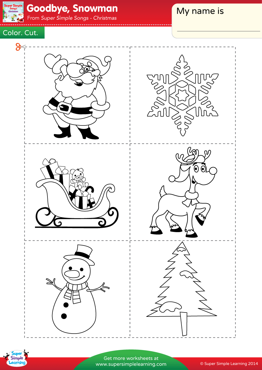 Goodbye, Snowman Worksheet - Color, Cut, &amp;amp; Paste - Super Simple within Christmas Cut Out Worksheets