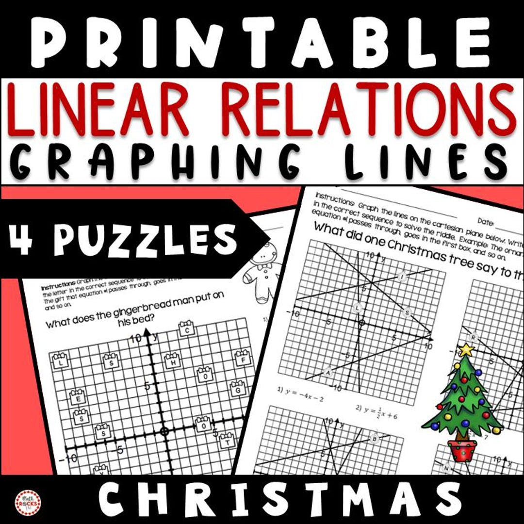 Graphing Linear Equations Christmas Math Puzzle Activity Worksheet pertaining to Solving Linear Systems By Graphing Christmas Worksheets Answers