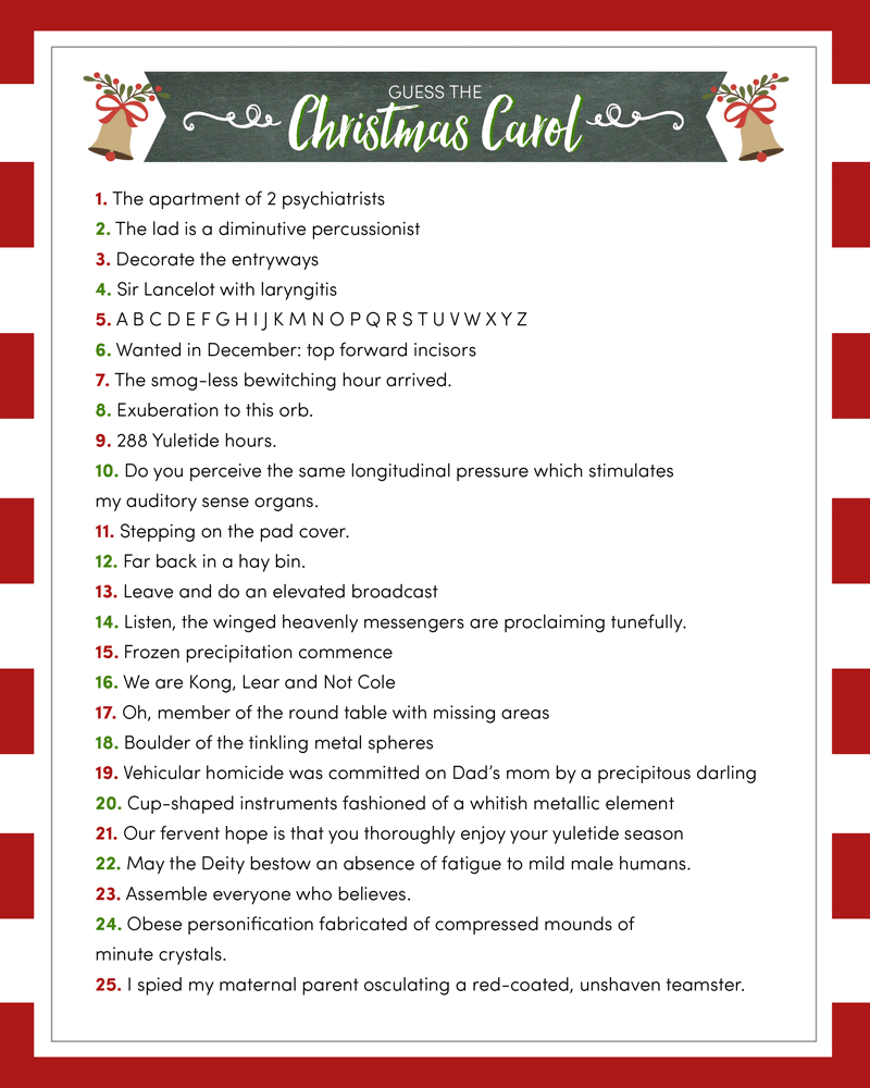 Guess The Christmas Carole Game {Free Printable} | Lil&amp;#039; Luna for Identify the Christmas Carol Worksheets